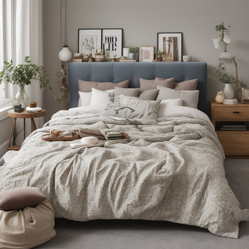 Cozy bedroom with ambient lighting, indoor plants, and soft furnishings.