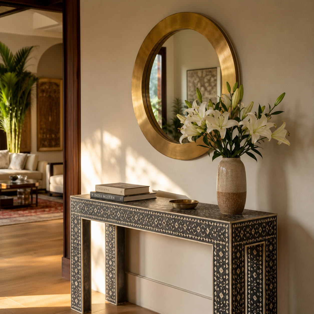 Bone Inlay Console Table Online India | Handcrafted by CasaGold