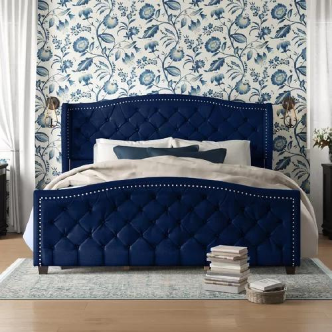Stylish bed with built-in storage for space optimization. Customizable modern bed without storage for minimalist homes. Contemporary bed frame in a neutral tone for modern interiors.