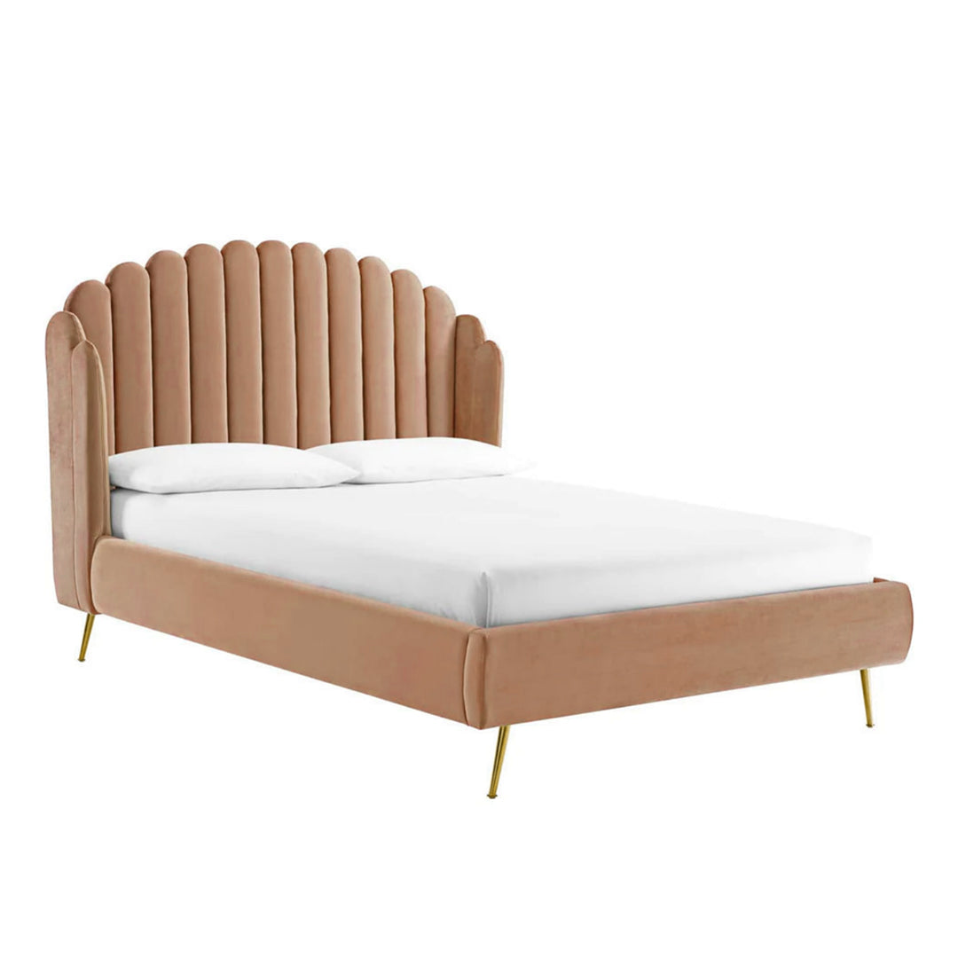 Harvey Scalloped Upholstered Wingback Bed (Ready to Ship)