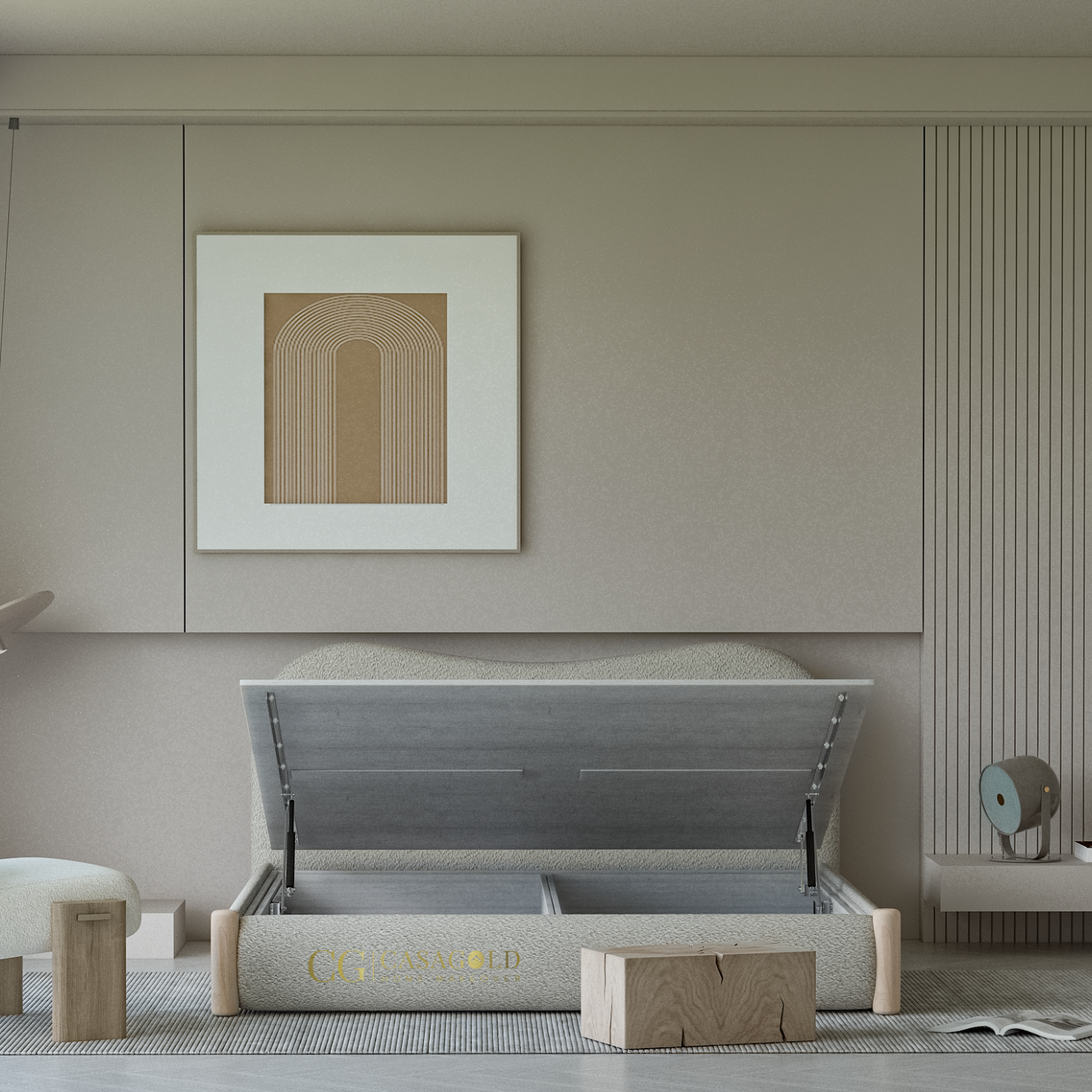 Rochelle Upholstered Bouclé Bed