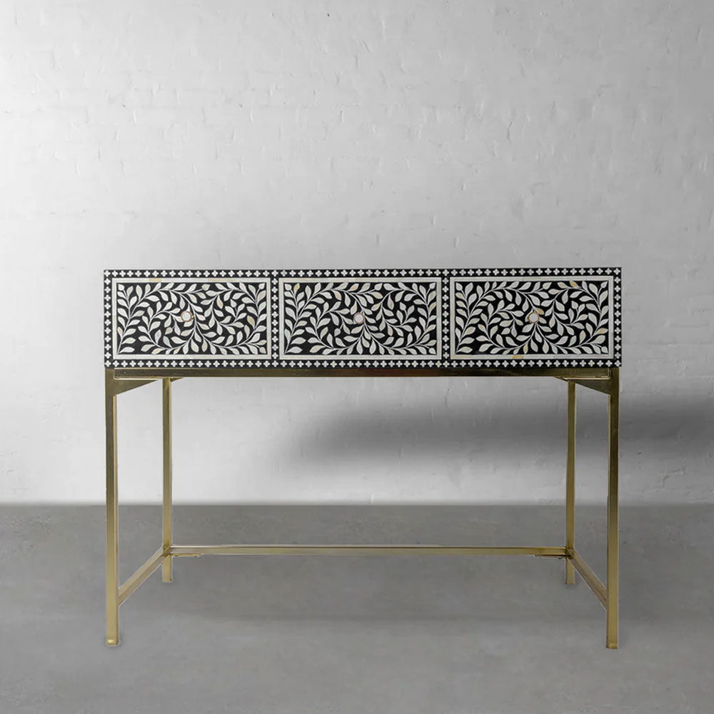 Entryway Cleo Console Bone Inlay Black