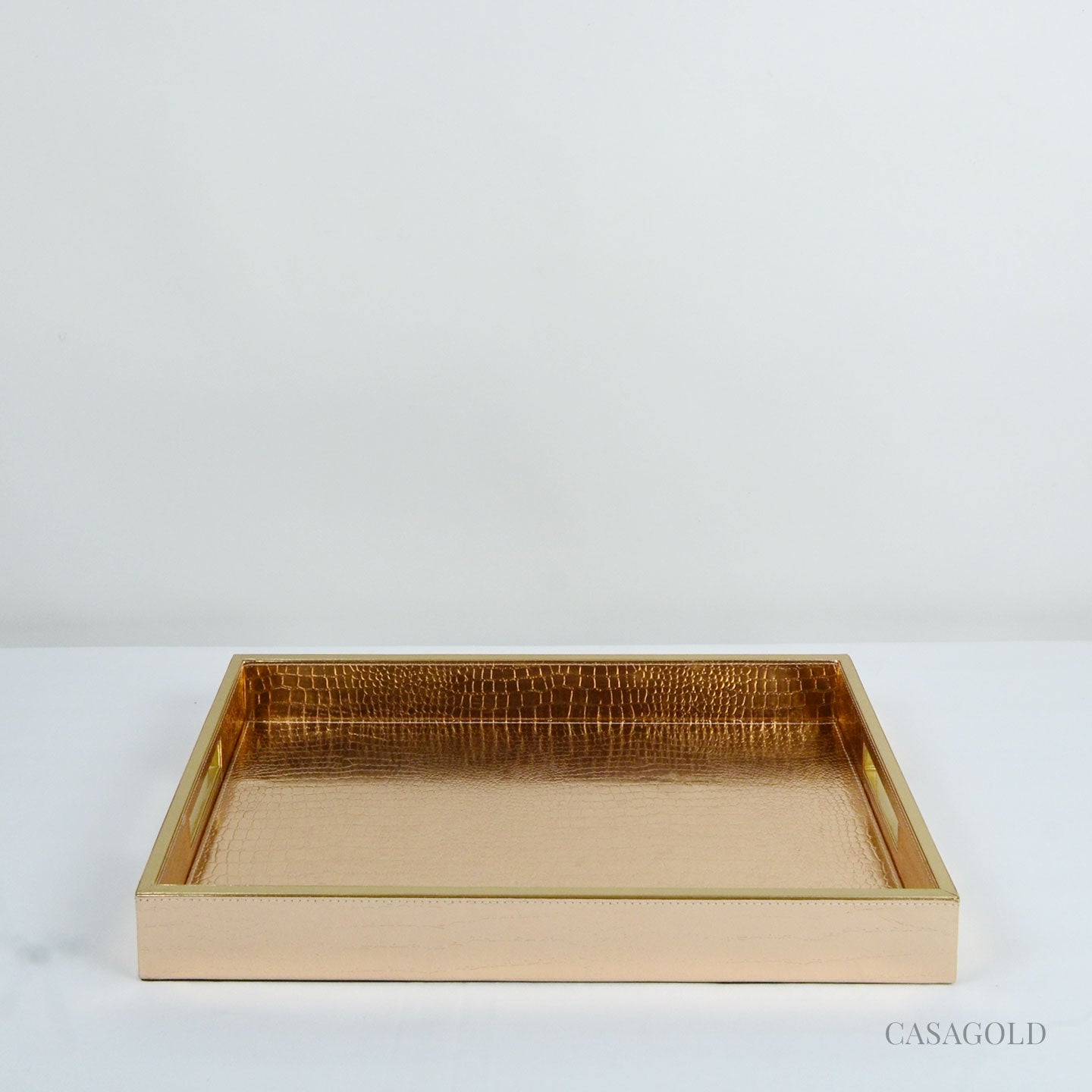 Set of 2 Leather Tray II Tissue Holder Set - Rose Gold