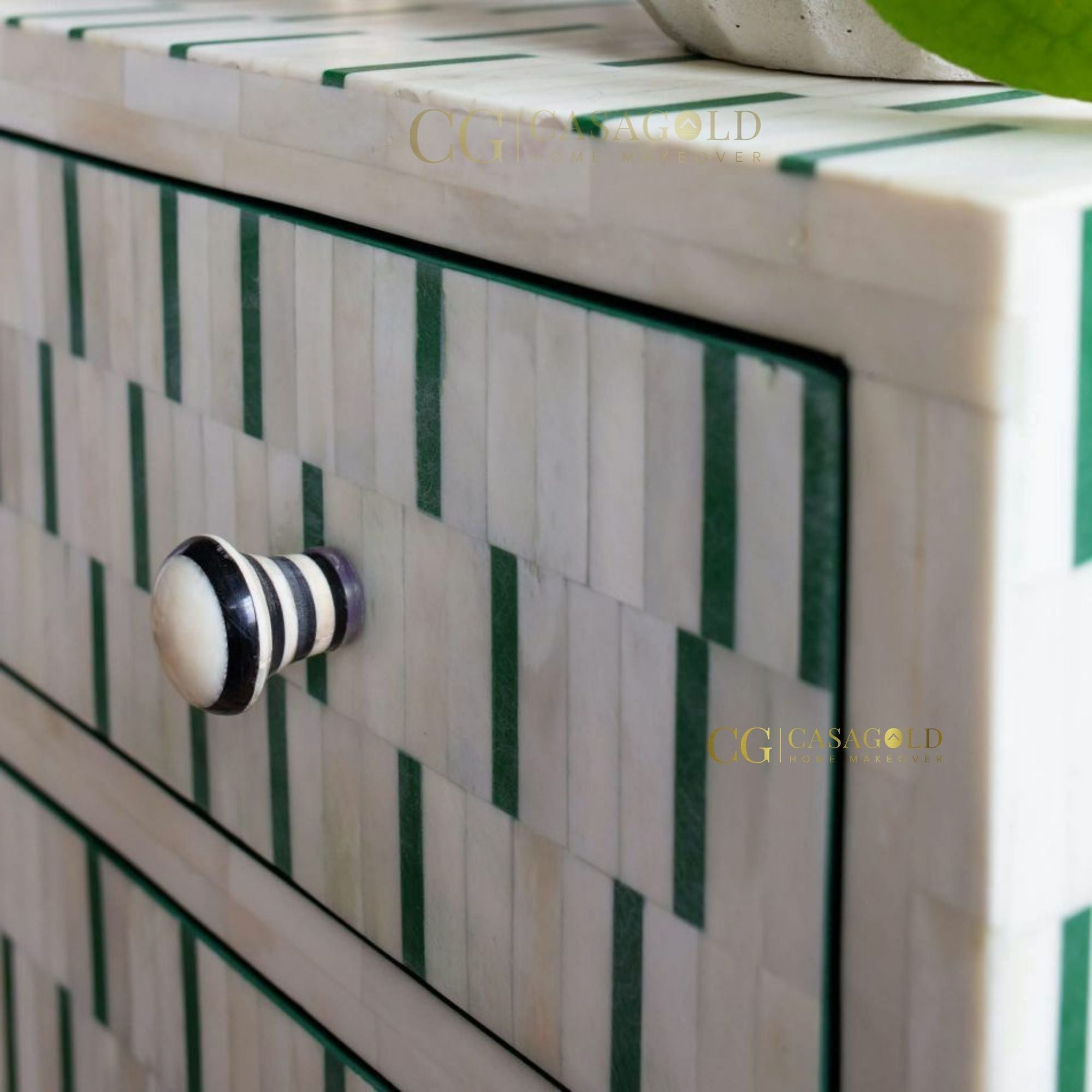 Verdant Luxe Bone Inlay Bedside Table