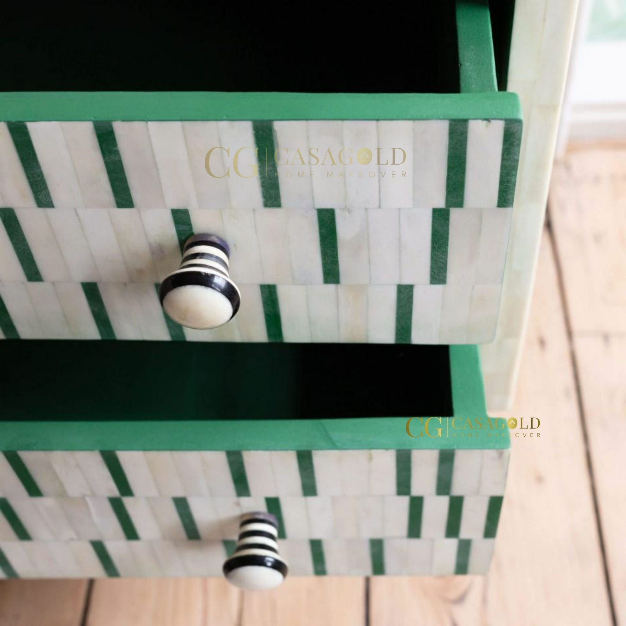 Verdant Luxe Bone Inlay Bedside Table