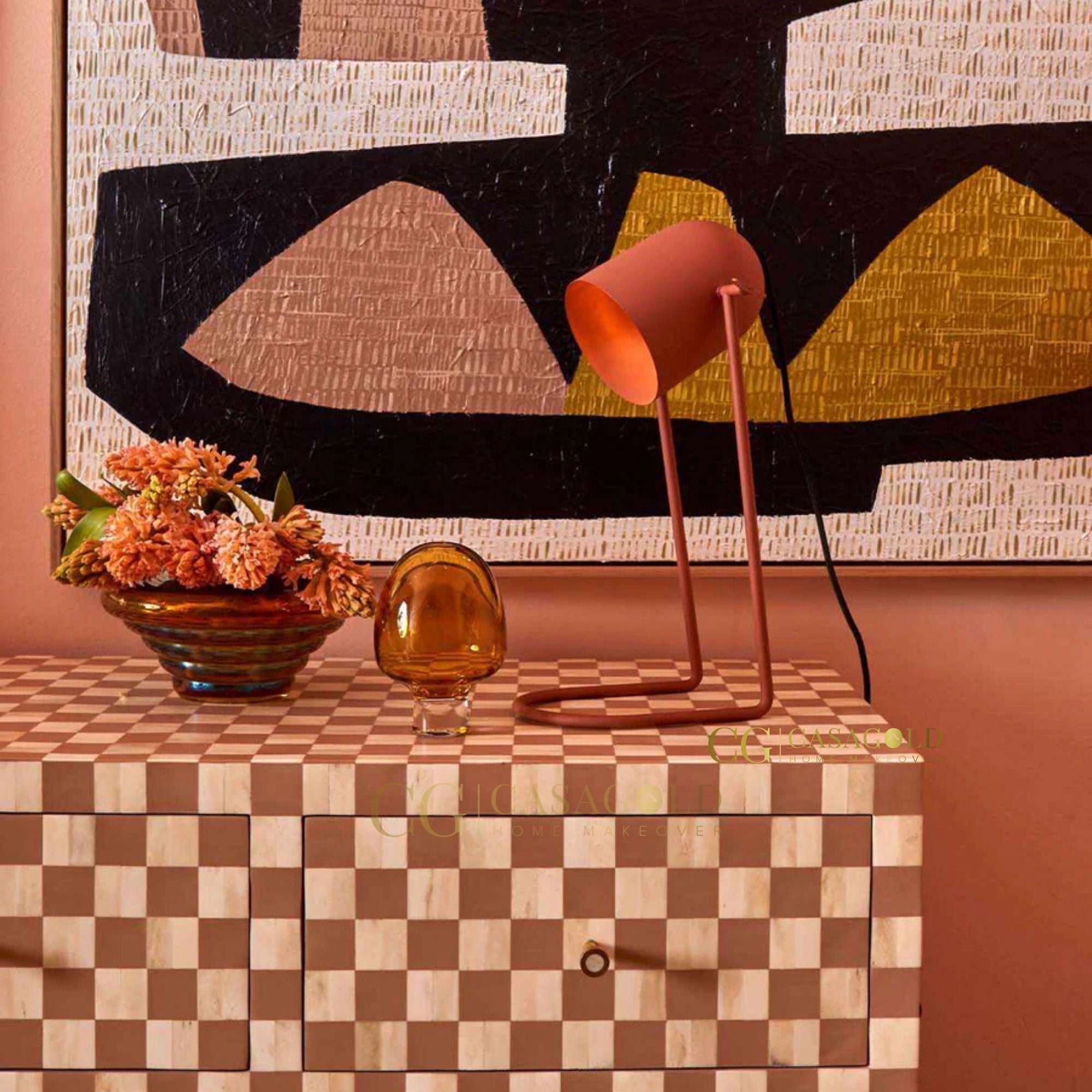 Statement Almond Checkerboard Elegance
