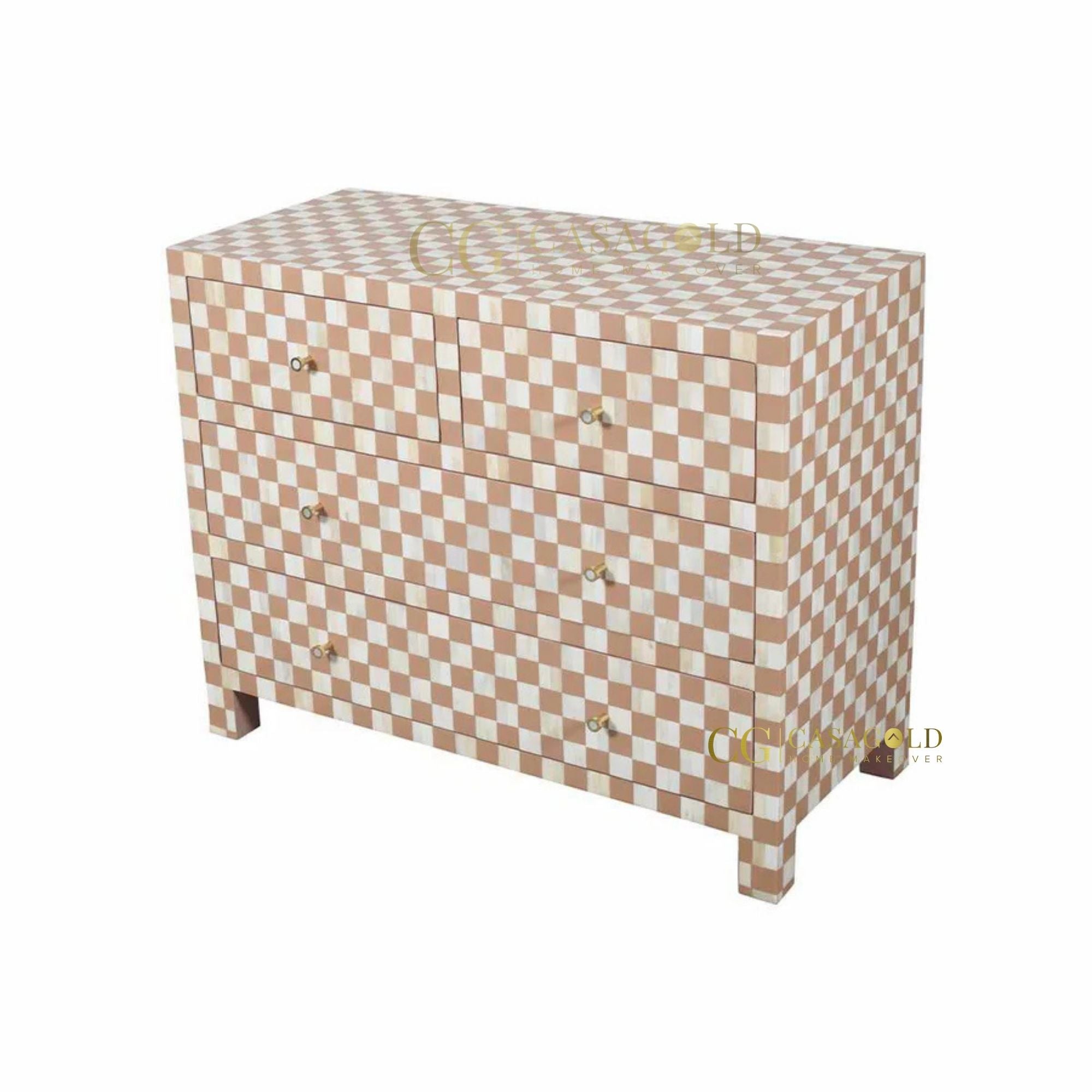 Statement Almond Checkerboard Elegance