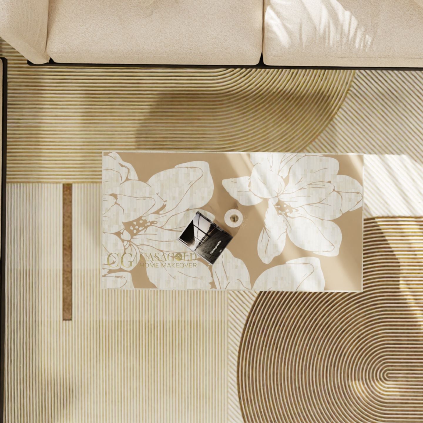 Inlay Luxom Hibiscus Rectangular Coffee Table