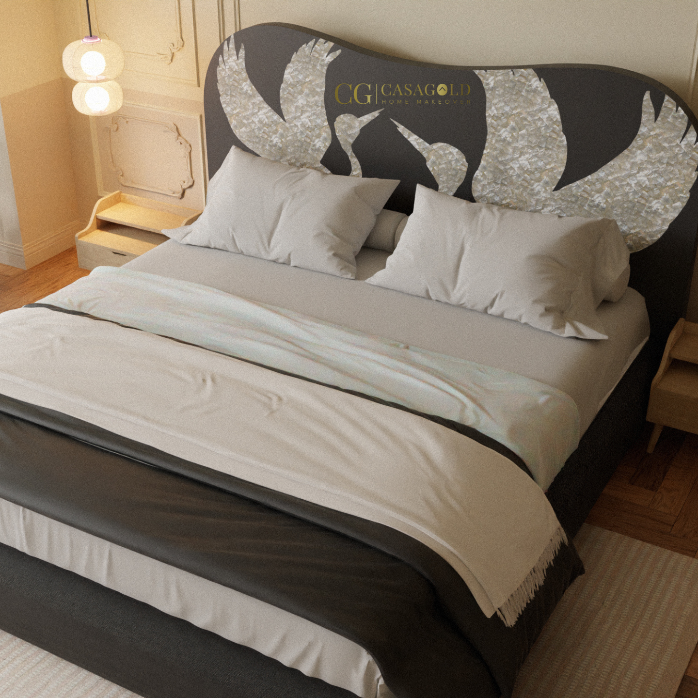 The Celeste Crane Inlay Bed