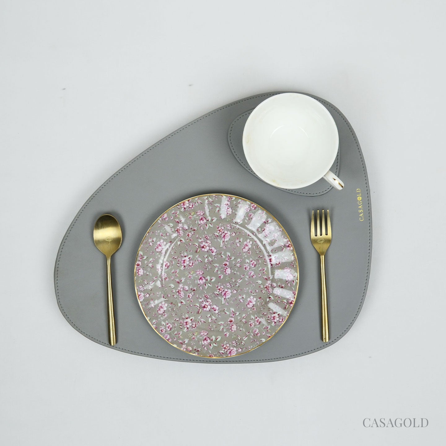 Green & Grey Leather Placemat & Coaster