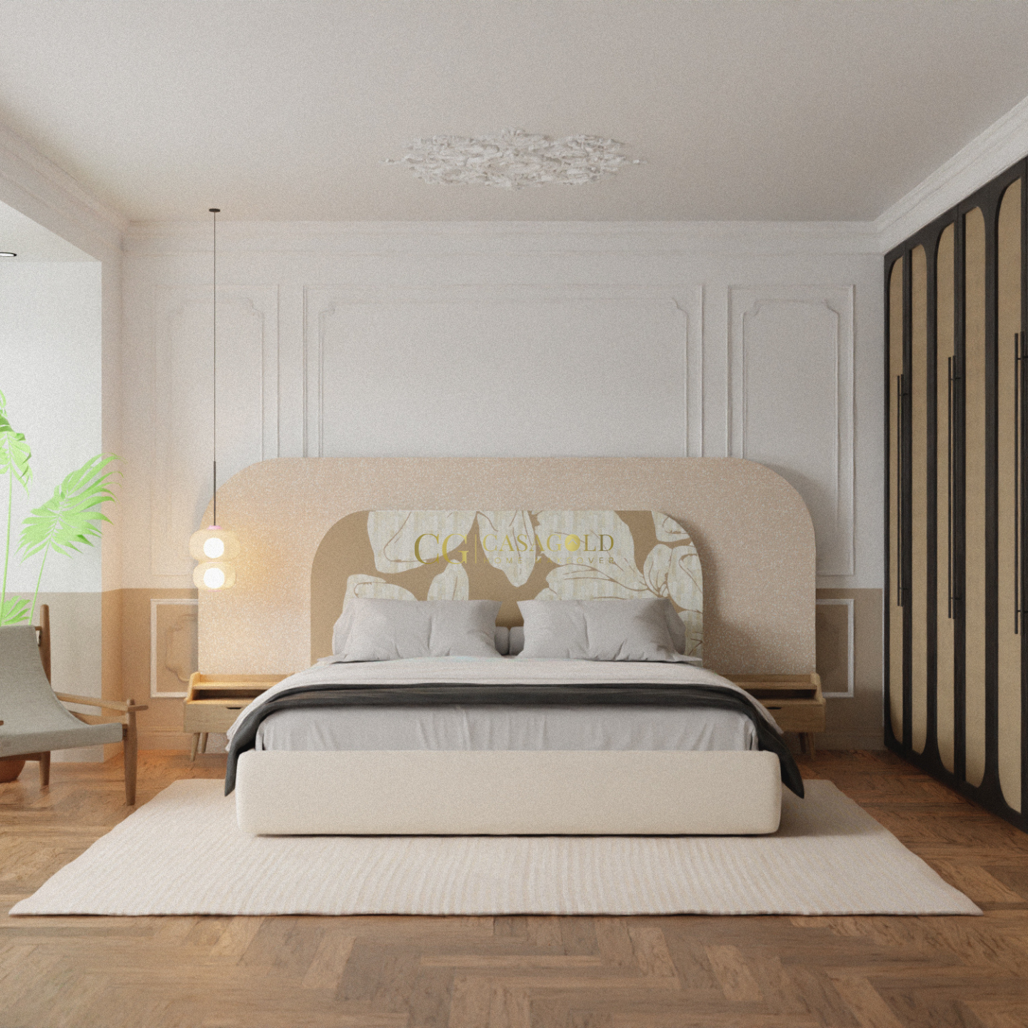 Aurora Inlay Upholstered Bed