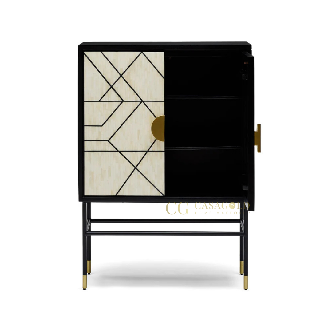Monarch Geometric Inlay Bar Cabinet