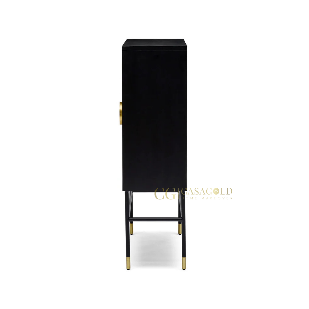 Monarch Geometric Inlay Bar Cabinet