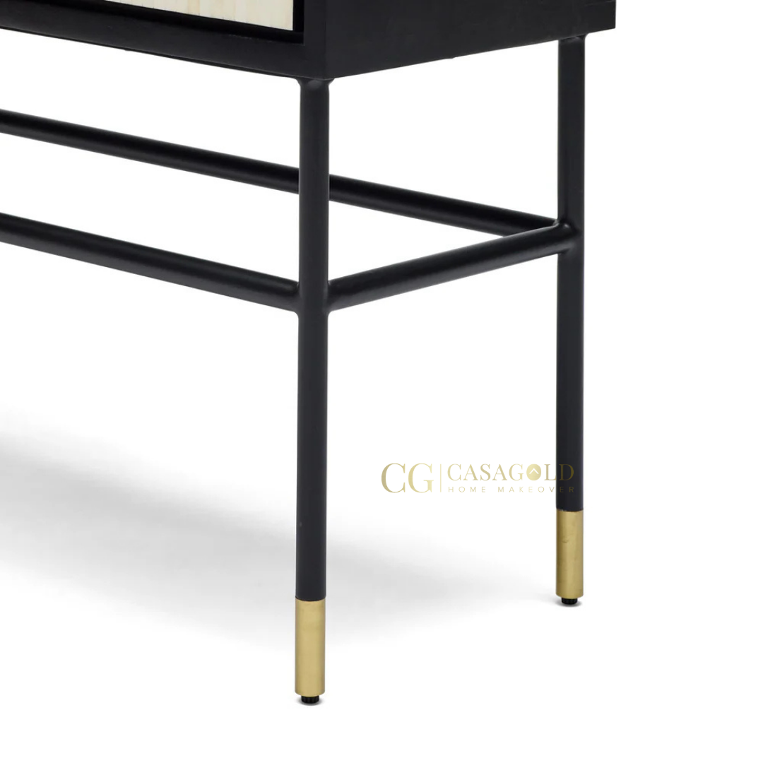 Monarch Geometric Inlay Bar Cabinet
