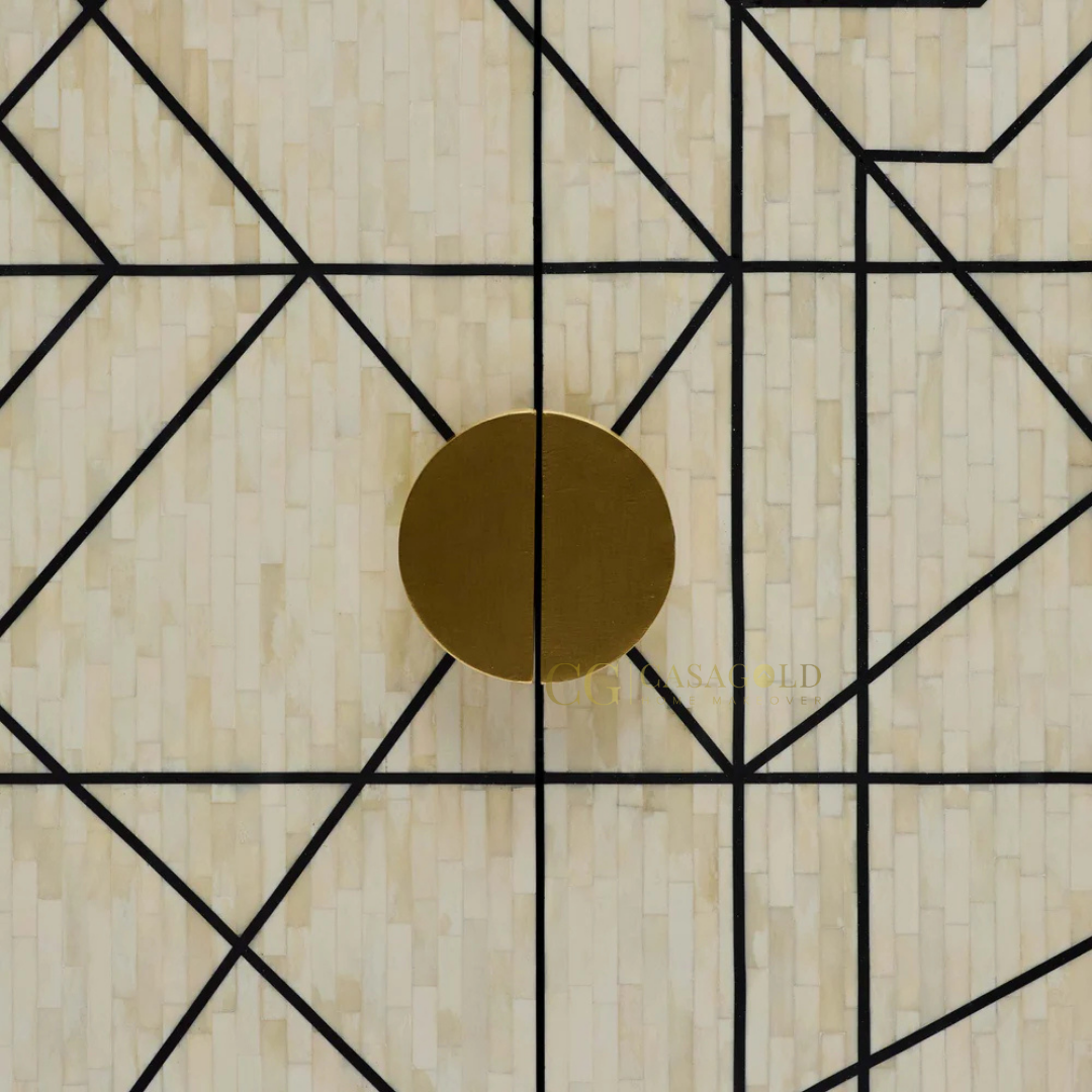Monarch Geometric Inlay Bar Cabinet