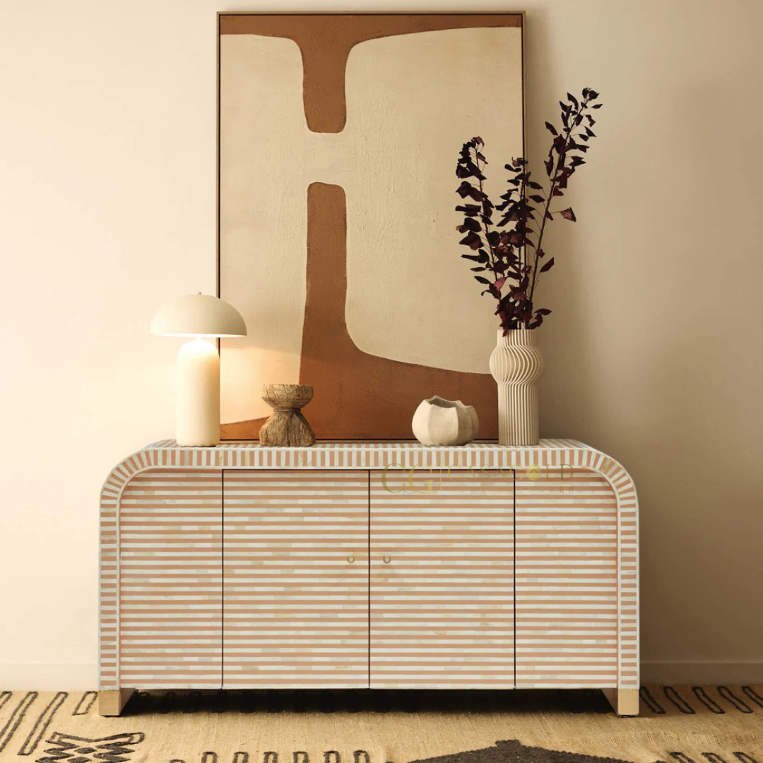 Rumi: The Finest Handcrafted Waterfall Bone-Inlay Sideboard for Timeless Luxury