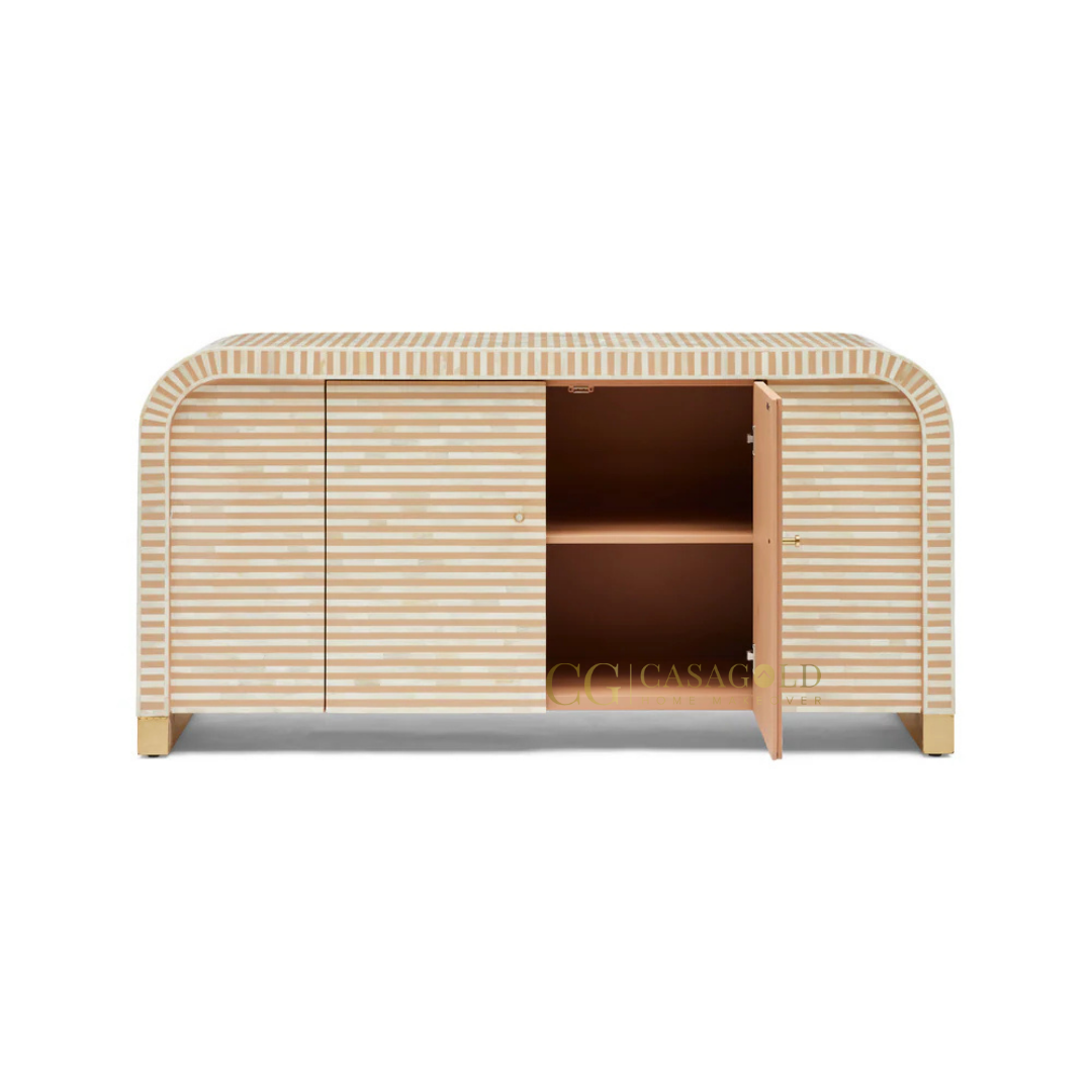 Rumi: The Finest Handcrafted Waterfall Bone-Inlay Sideboard for Timeless Luxury