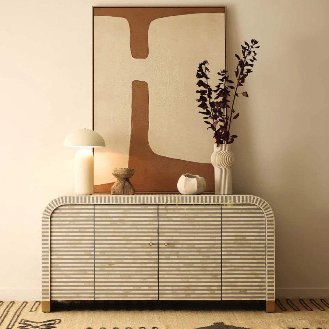 Rumi: The Finest Handcrafted Waterfall Bone-Inlay Sideboard for Timeless Luxury