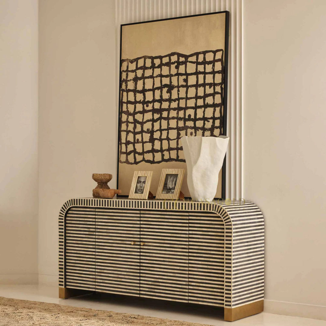 Rumi: The Finest Handcrafted Waterfall Bone-Inlay Sideboard for Timeless Luxury
