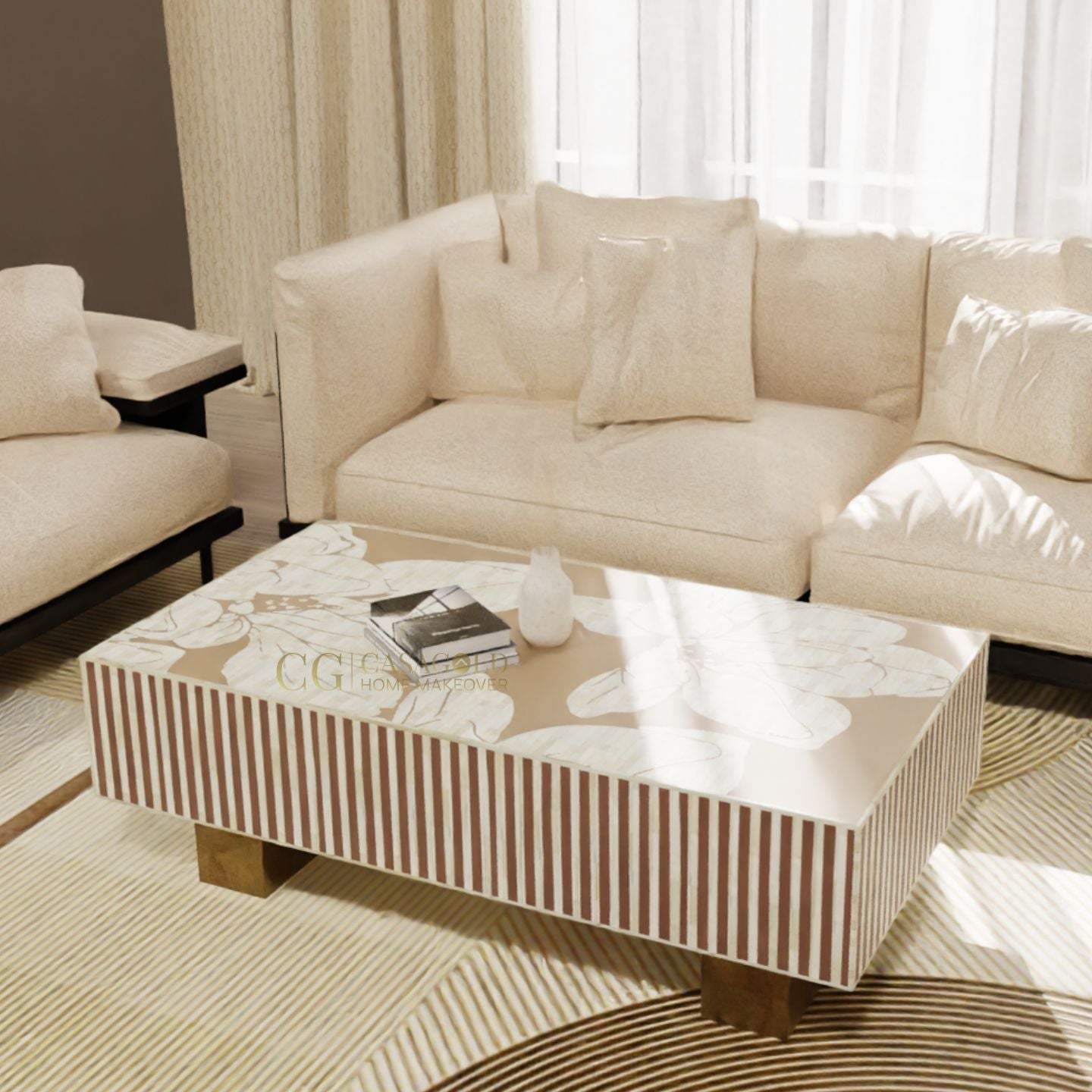 Inlay Luxom Hibiscus Rectangular Coffee Table
