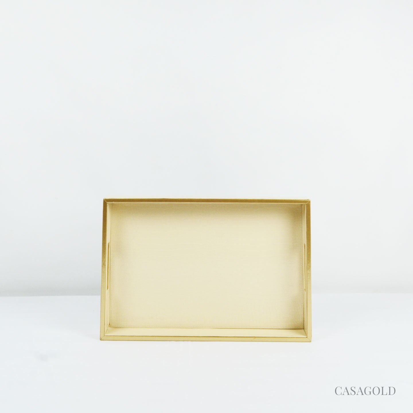 Set of 2 Leather Tray II Tissue Holder Set - Cream Croco
