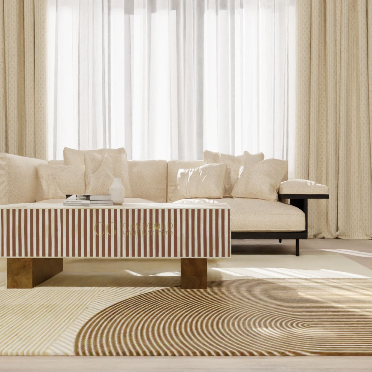 Inlay Luxom Hibiscus Rectangular Coffee Table