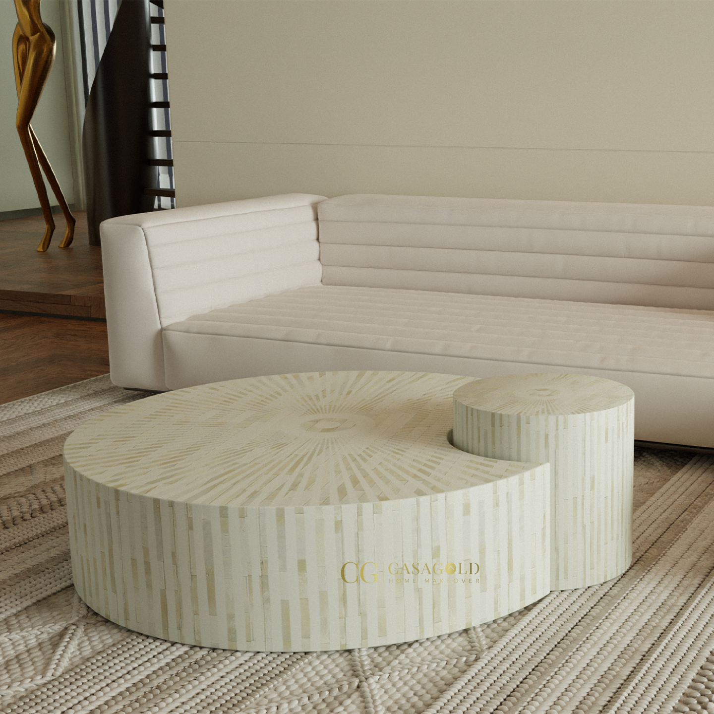 Inlay and Mother of Pearl nesting table