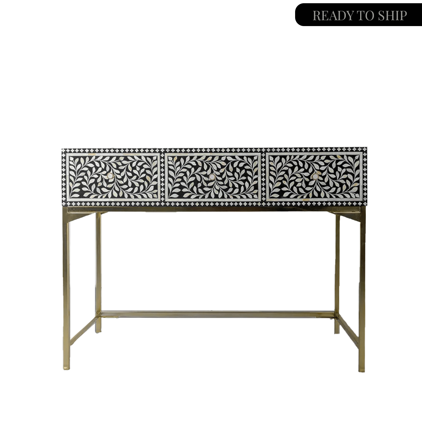 Entryway Cleo Console Bone Inlay Black