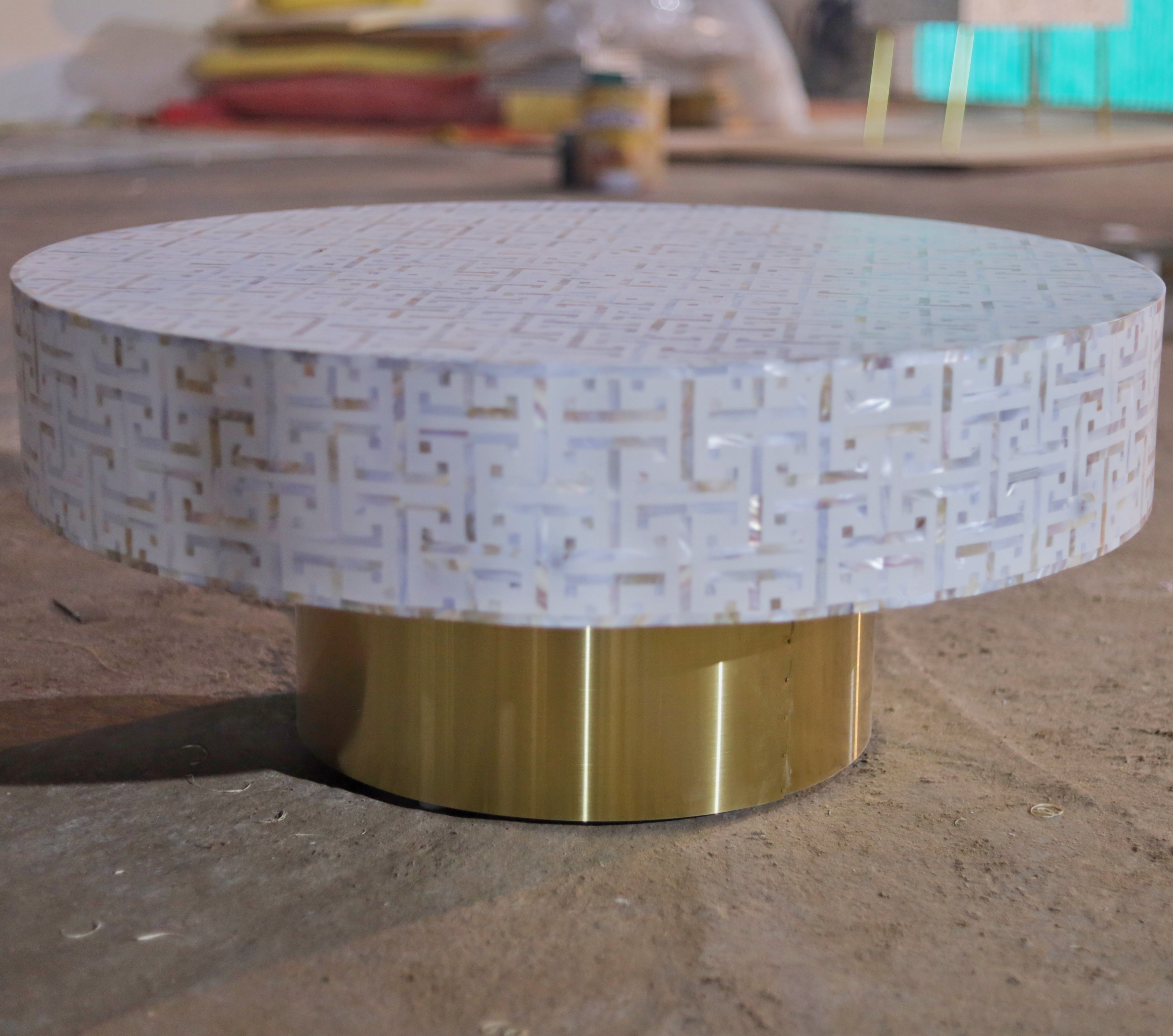 Bone Inlay Round Coffee Table- Axis Flair