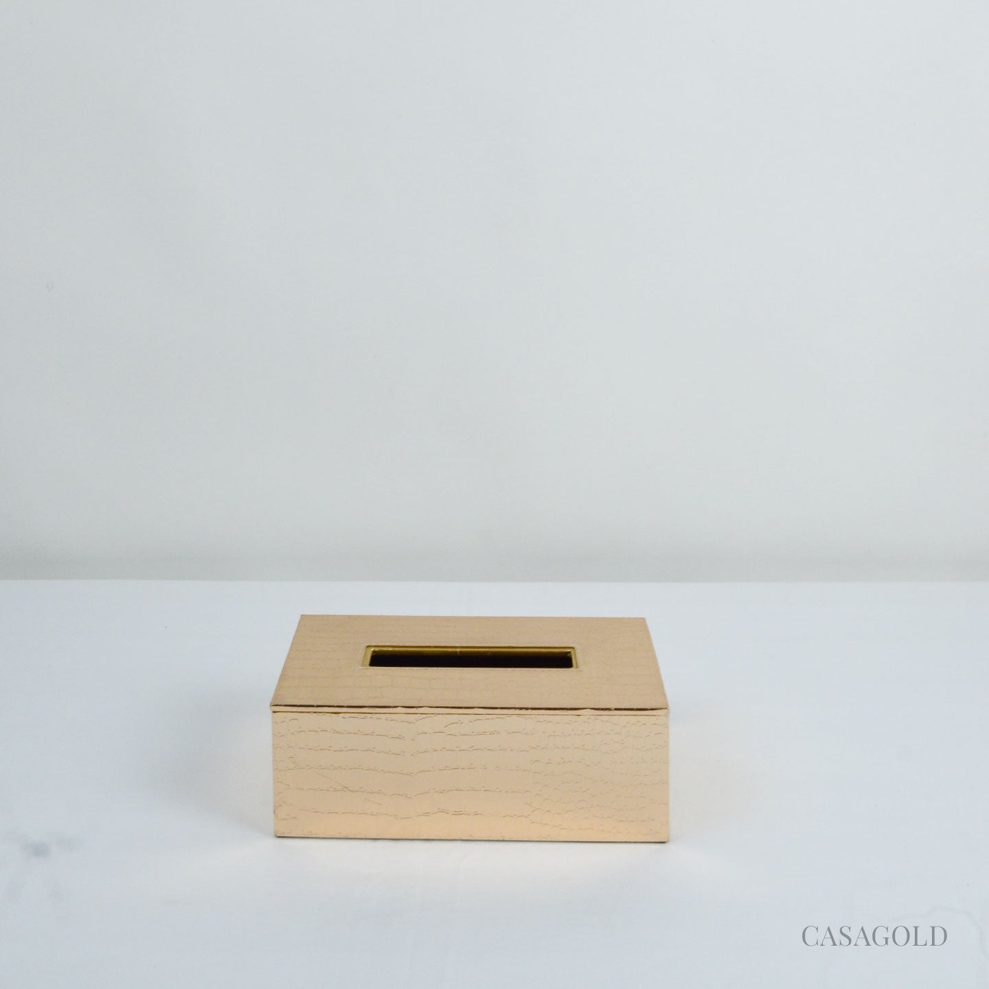 Set of 2 Leather Tray II Tissue Holder Set - Rose Gold