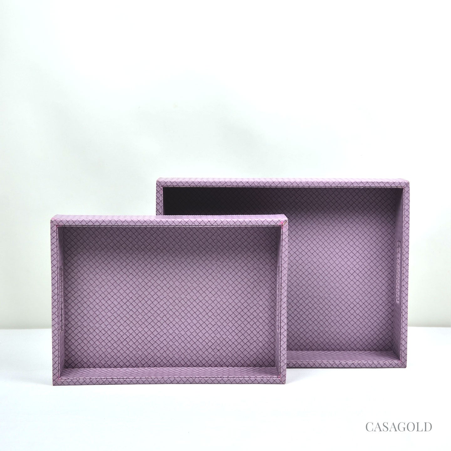 Lavender Leather Tray - Set of 2