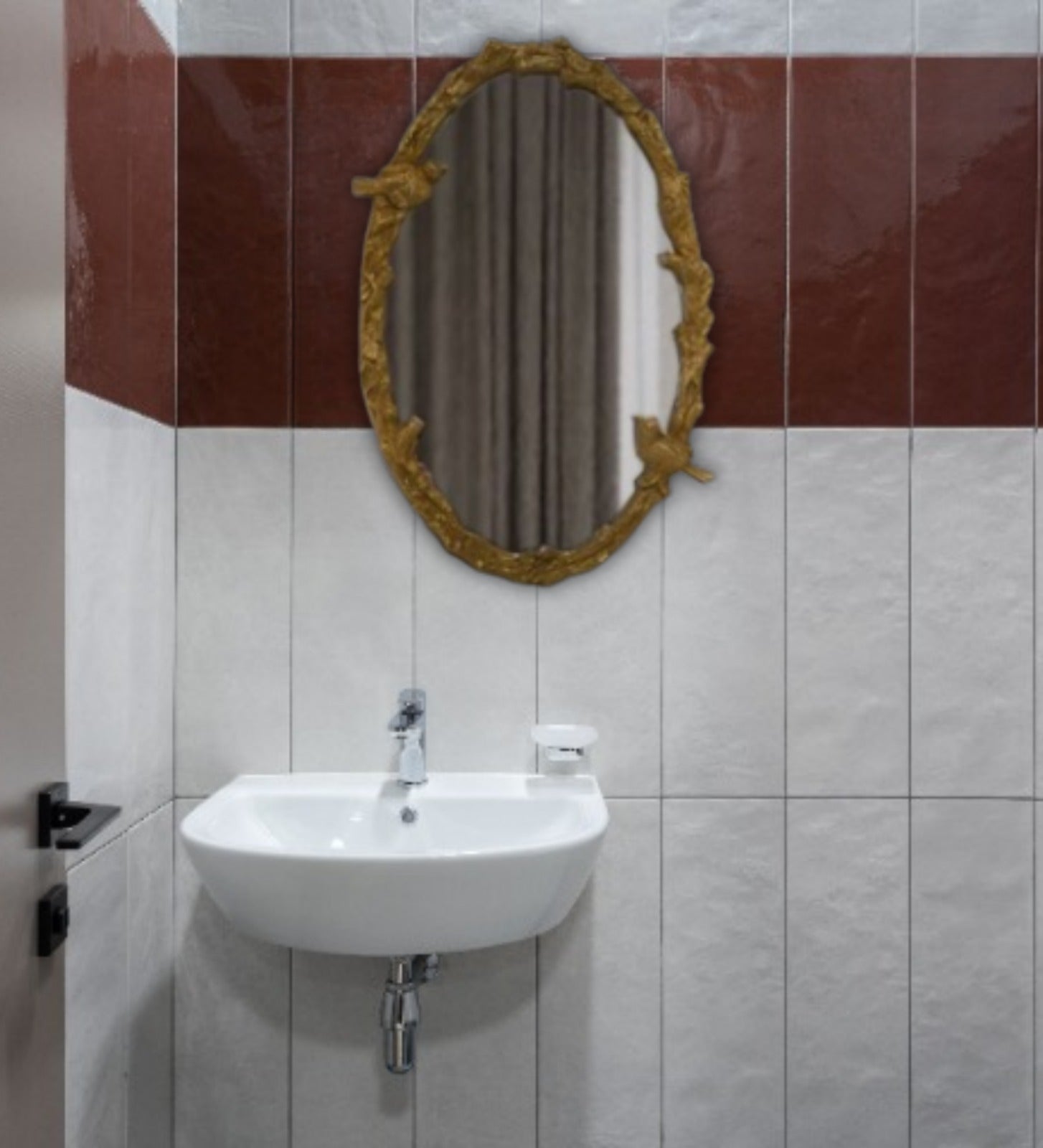 Antique Bird Gold Frame Glass Mirror
