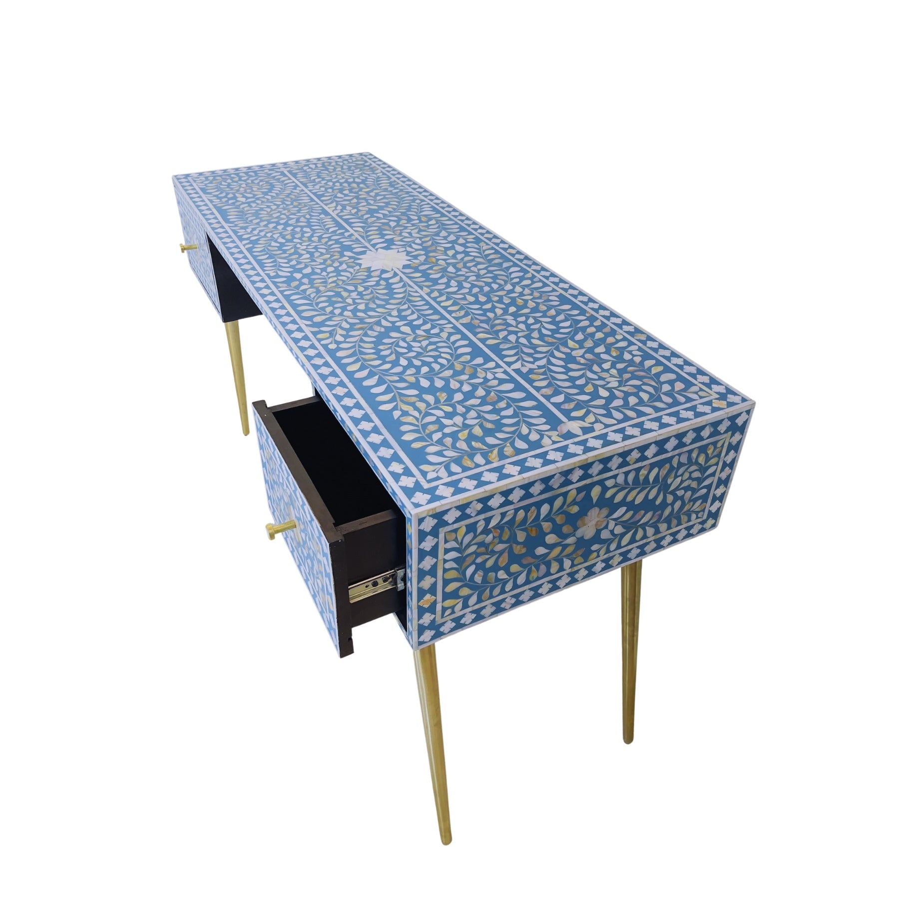 Antique Brass MOP Inlay Office Desk
