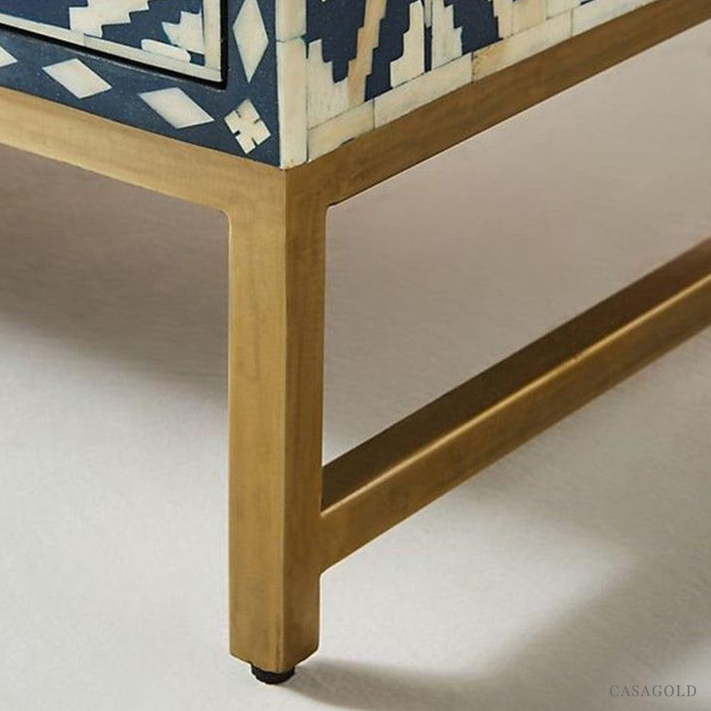 Antique Brass and Bone Inlay Bar Cabinet