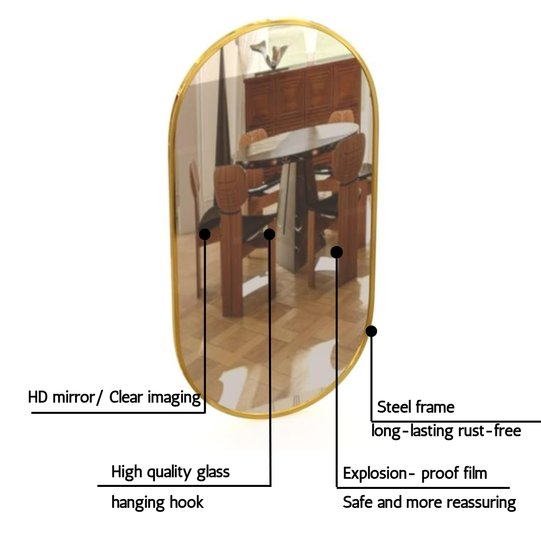 Antique Oblong Gold Frame Glass Mirror