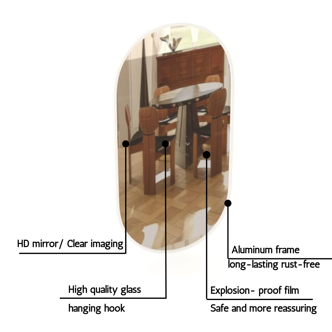 Antique Oblong White Frame Glass Mirror