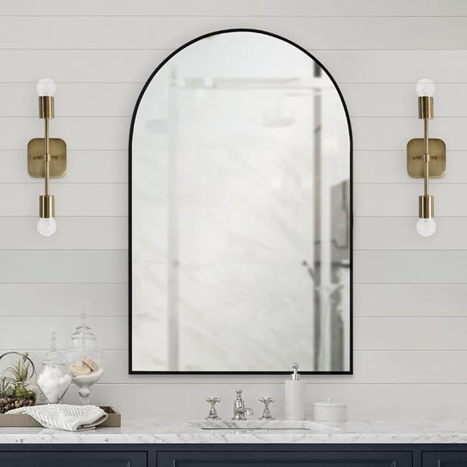 Arch Glass Mirror Black Frame.