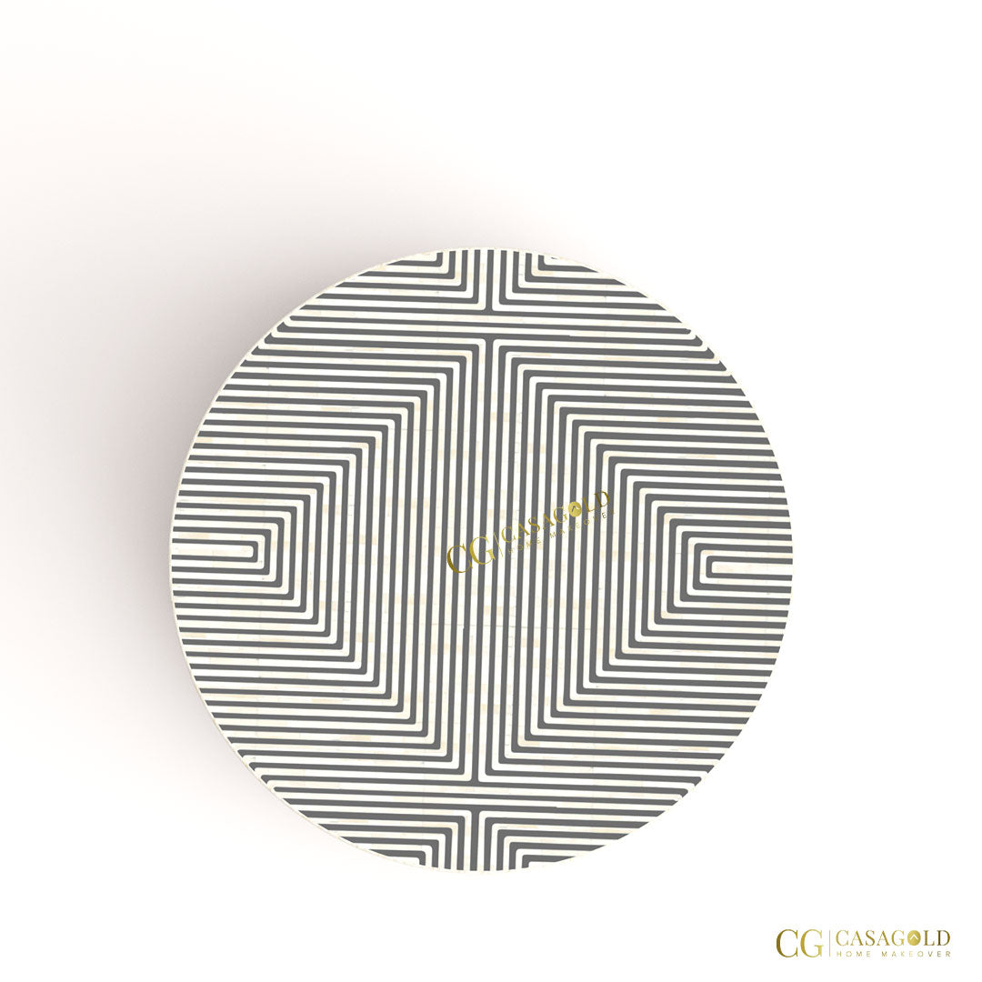 Artisan Round Bone Inlay Table for Homes