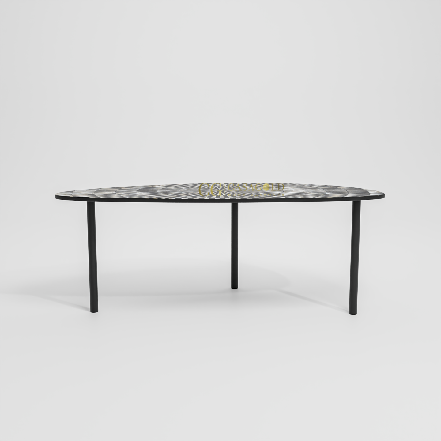 Elegant round dining table with artistic surface design