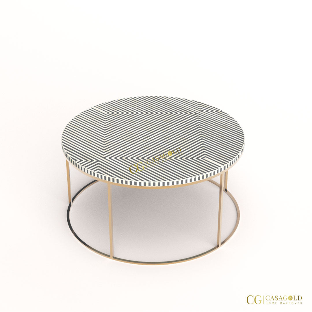 Exclusive design round bone inlay coffee table