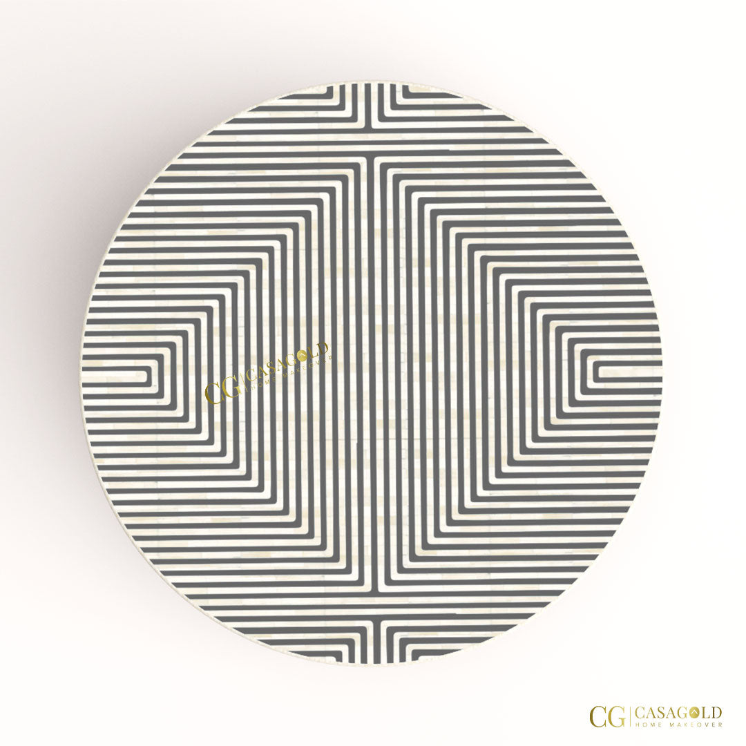 Elegant round inlay coffee table decor piece