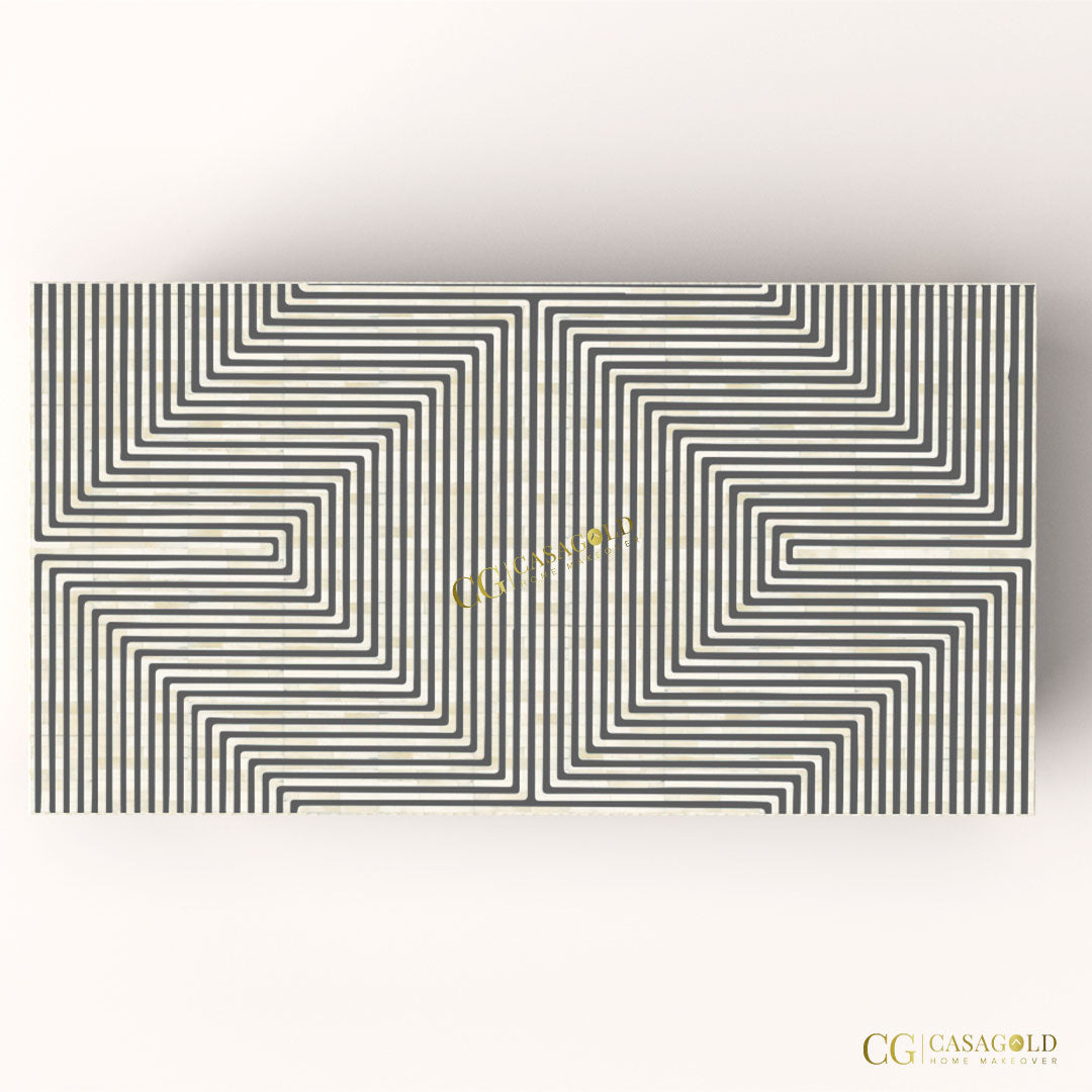 "White bone inlay rectangular coffee table for bright, elegant decor"