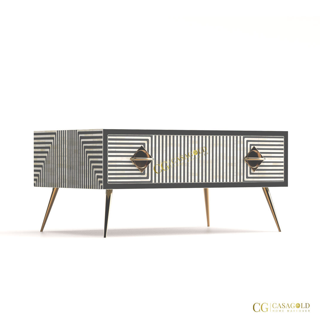 White Bone Inlay Rectangular Table for Contemporary Homes
