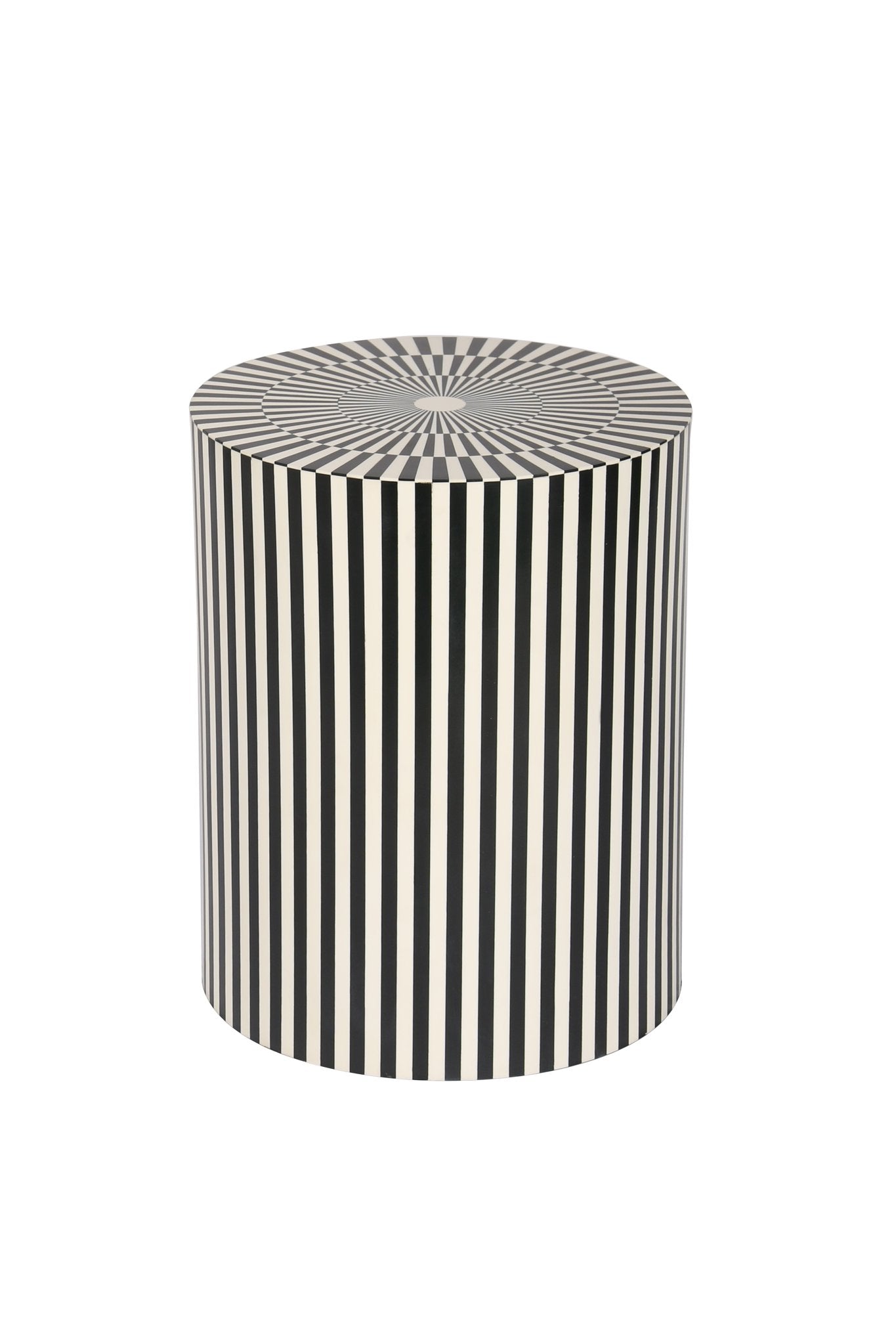 Black Bone Drum Inlay Side Table