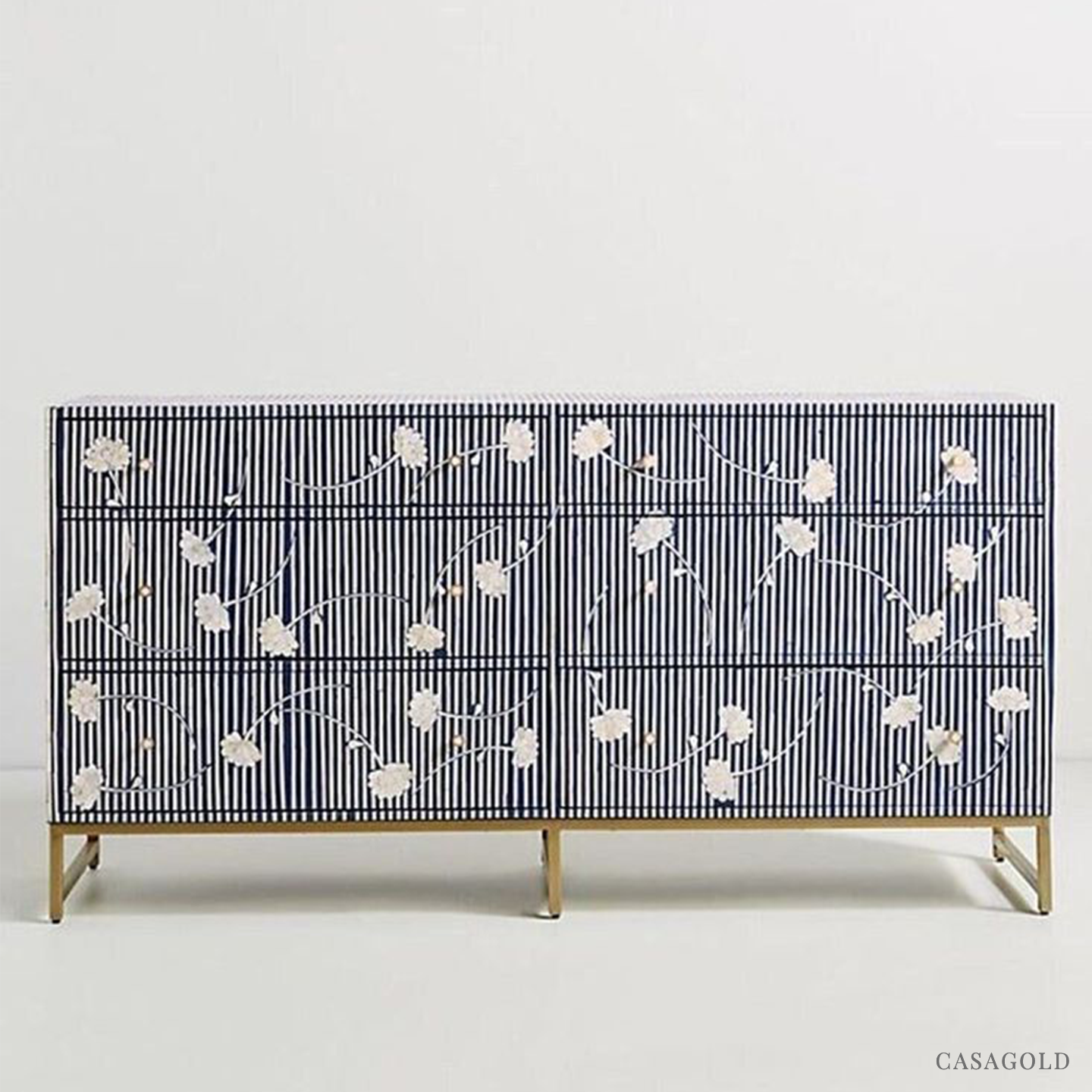 Black Chevron Pattern Bone Inlay Chest