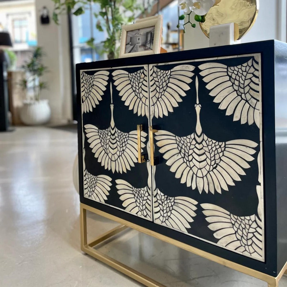 Black Phonixed Bone Inlay Cabinet