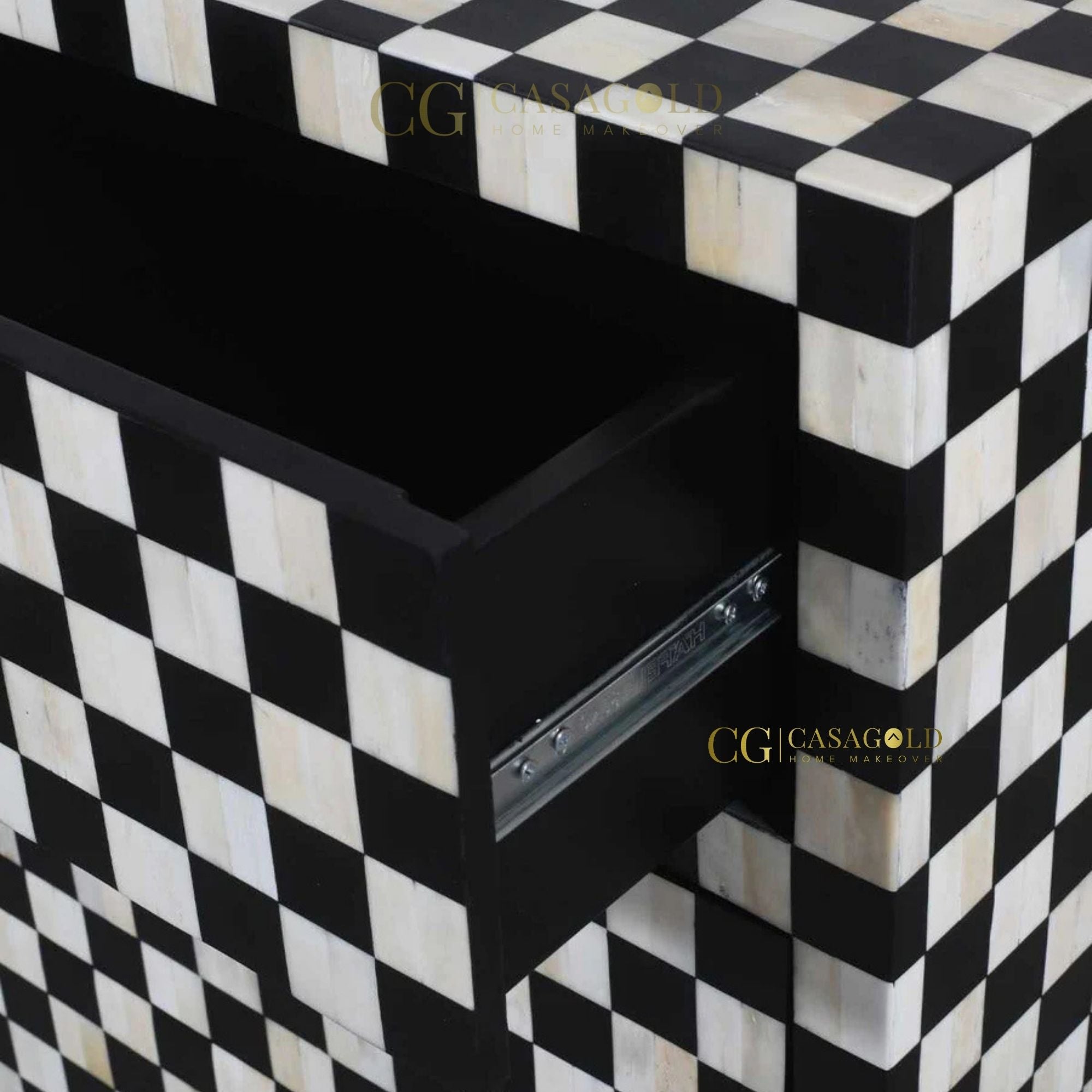 Black White bone inlay cabinet with storage Door