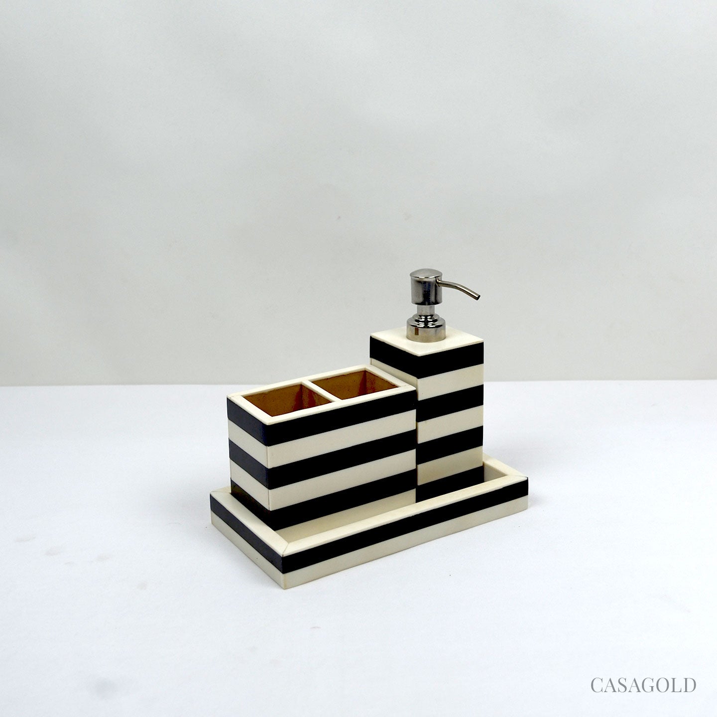 Black & White Handcrafted Bathroom Accessories Set with Unique Design