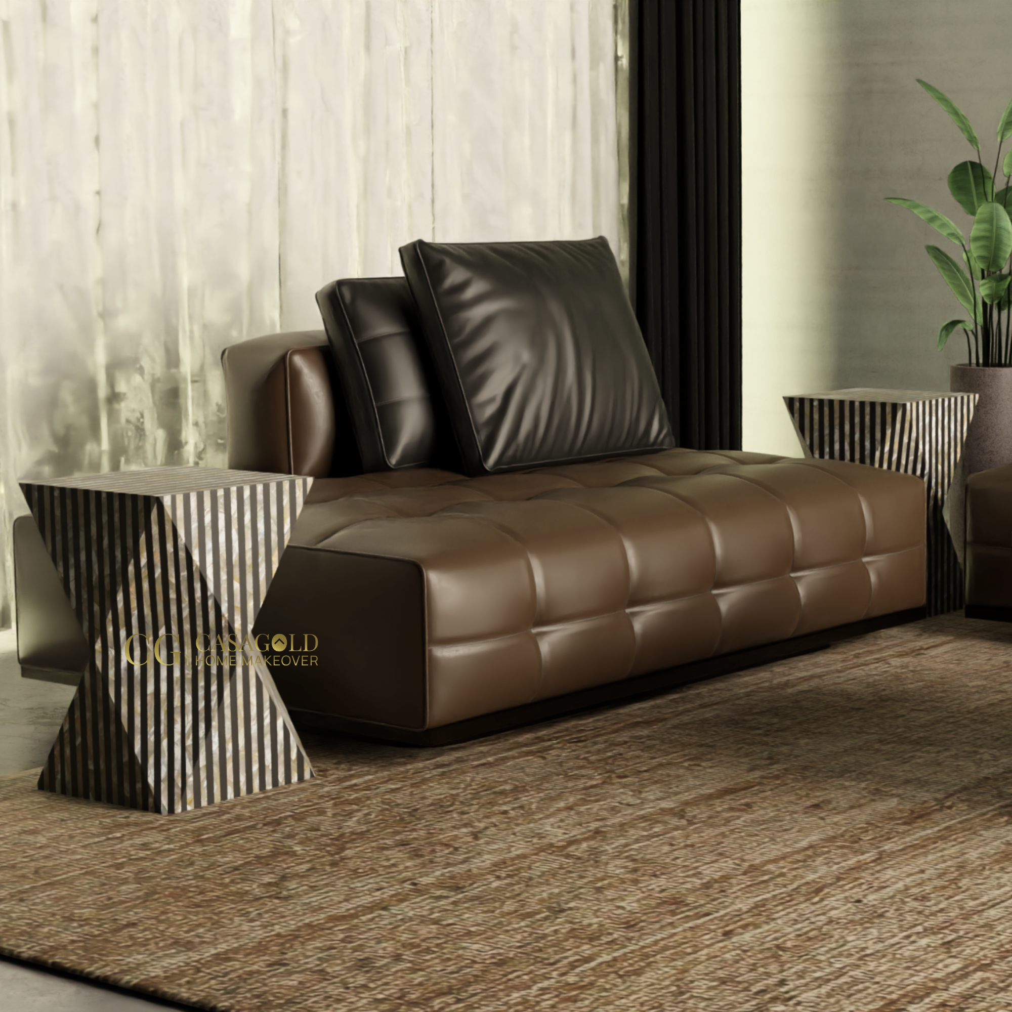 Monochrome inlay nesting table set for luxury homes