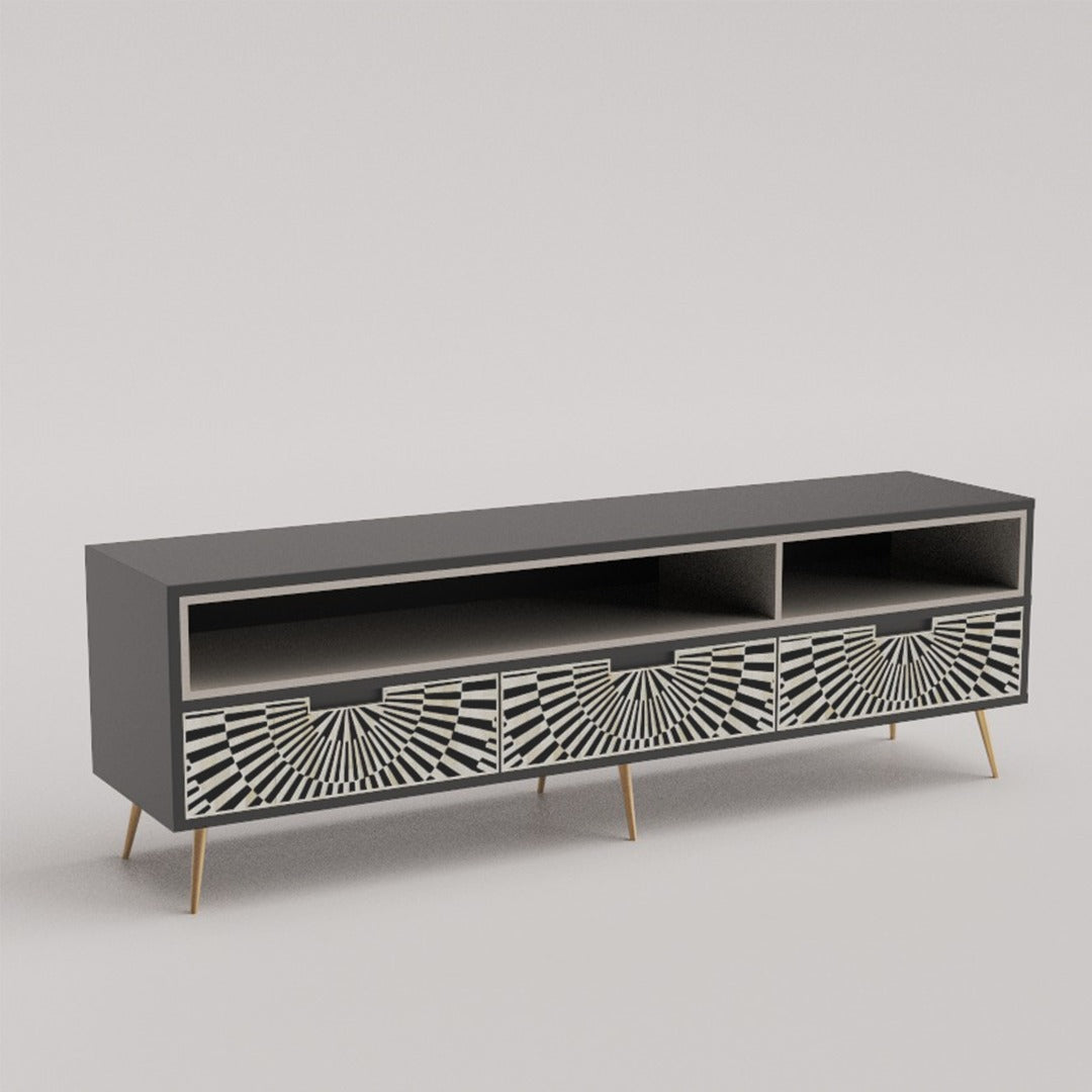Black and White Bone Inlay Media Stand